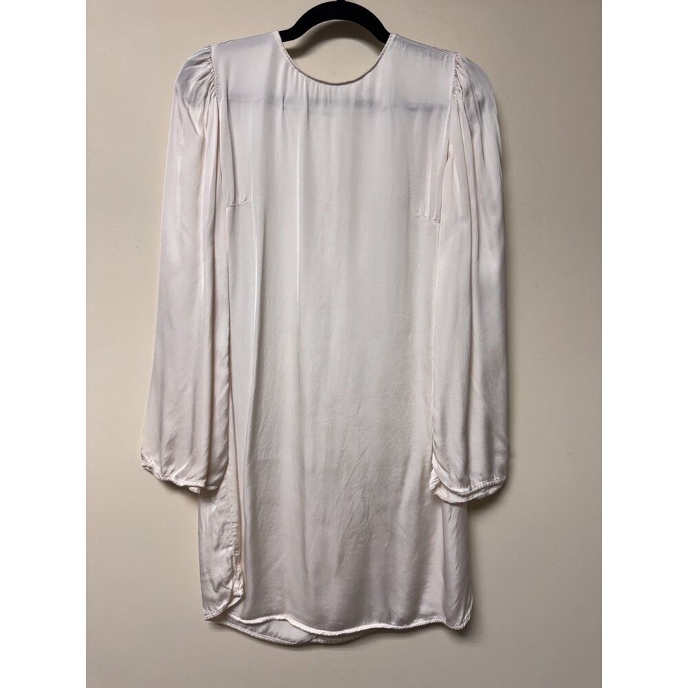 VELVET by GRAHAM & SPENCER Goldie Long Sleeve Satin Mini Dress, Crema, Sz XS